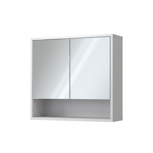 Vicco Badspiegelschrank Eliza, Badezimmerspiegel, Weiß, 70 x 65 cm mit 2 Türen von Vicco