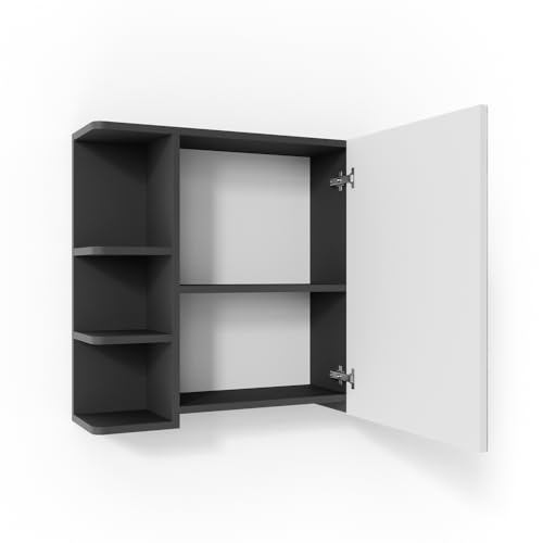Vicco Bad Spiegelschrank Fynn, Badezimmerspiegel, Anthrazit/Weiß, 80 x 64 cm von Vicco