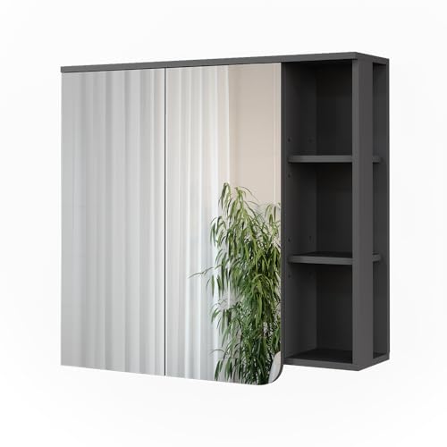 Vicco Spiegelschrank Karen, Anthrazit/Weiß, 80 x 75 cm von Vicco