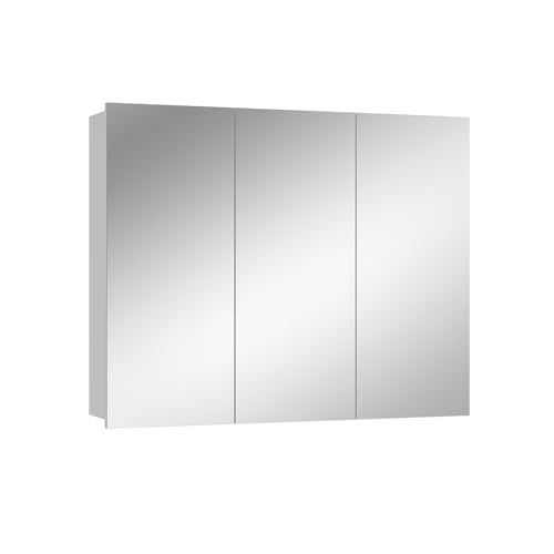 Vicco Badspiegelschrank Weiß Sola 100x80x17 cm - Badezimmerschrank mit Spiegel, Viel Stauraum Oben und unten Vicco Badspiegelschrank Weiß Sola 100x80x17 cm - Badezimmerschrank mit Spiegel, Viel Stauraum Oben und unten von Vicco