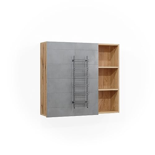 Vicco Bad Spiegelschrank Rudi, Mintgrün/Eiche, 90 x 80.9 cm mit Tür und offenen Fächern von Vicco