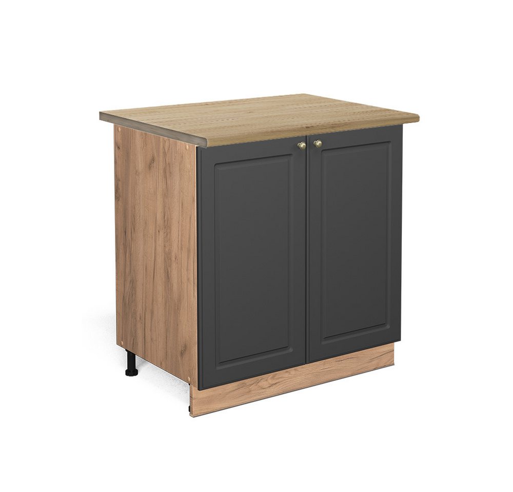 Vicco Spülenunterschrank Fame-Line, Anthrazit-Gold/Goldkraft Eiche, 80 cm mit Regal, AP Eiche Vicco Spülenunterschrank Fame-Line, Anthrazit-Gold/Goldkraft Eiche, 80 cm mit Regal, AP Eiche von Vicco
