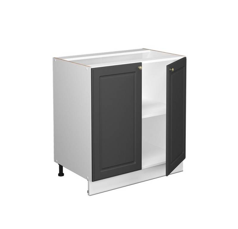 Vicco Spülenunterschrank Fame-Line, Anthrazit-Gold/Weiß, 80 cm mit Regal, AP Marmor von Vicco