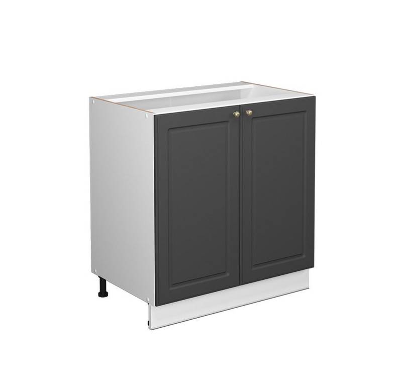 Vicco Spülenunterschrank Fame-Line, Anthrazit-Gold/Weiß, 80 cm mit Regal, ohne Arbeitsplatte von Vicco