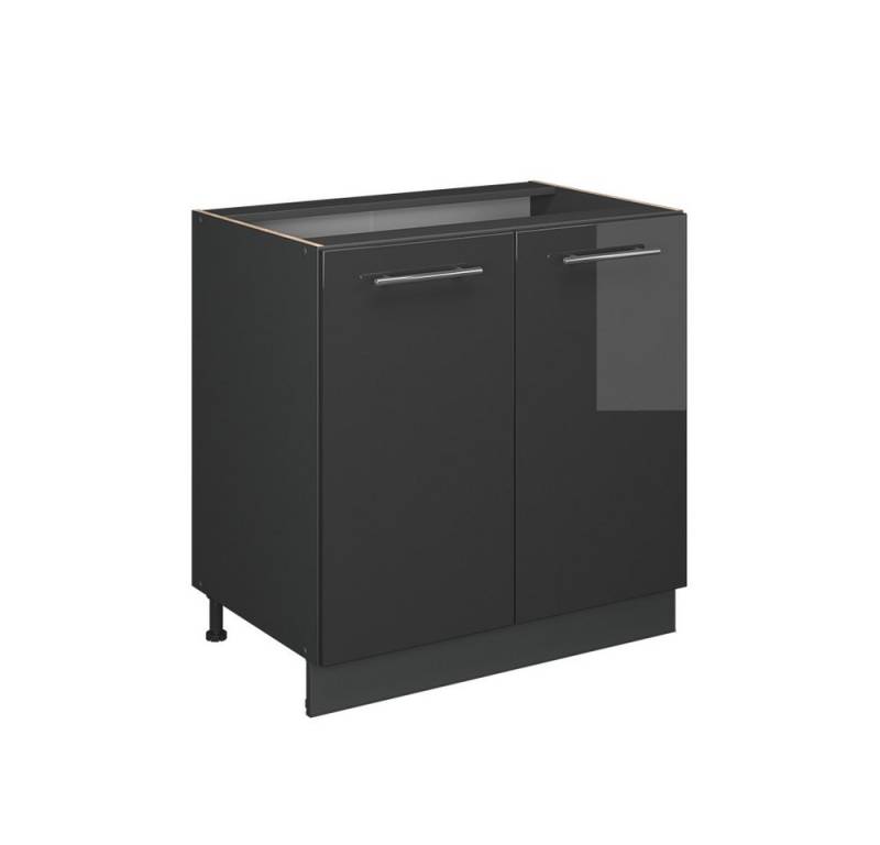Vicco Spülenunterschrank Fame-Line, Anthrazit Hochglanz/Anthrazit, 80 cm mit Regal, AP Eiche von Vicco
