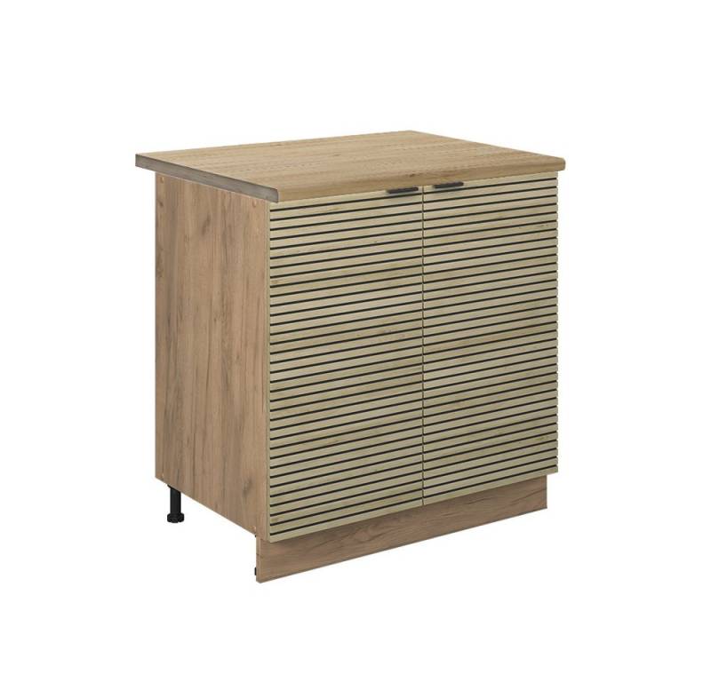 Vicco Spülenunterschrank Fame-Line, Eiche Paneel/Goldkraft Eiche, 80 cm mit Regal, AP Eiche von Vicco
