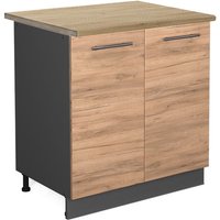 Vicco - Spülenunterschrank Fame-Line, Goldkraft Eiche, 80 cm mit Regal, ap Eiche von Vicco