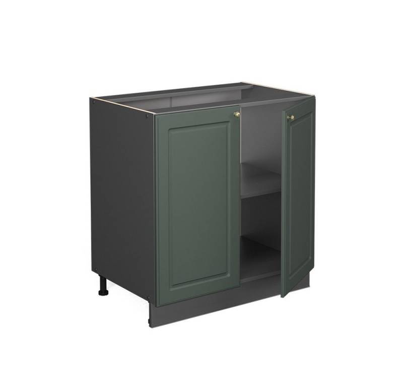 Vicco Spülenunterschrank Fame-Line, Grün-Gold Landhaus/Anthrazit, 80 cm mit Regal, AP Marmor von Vicco