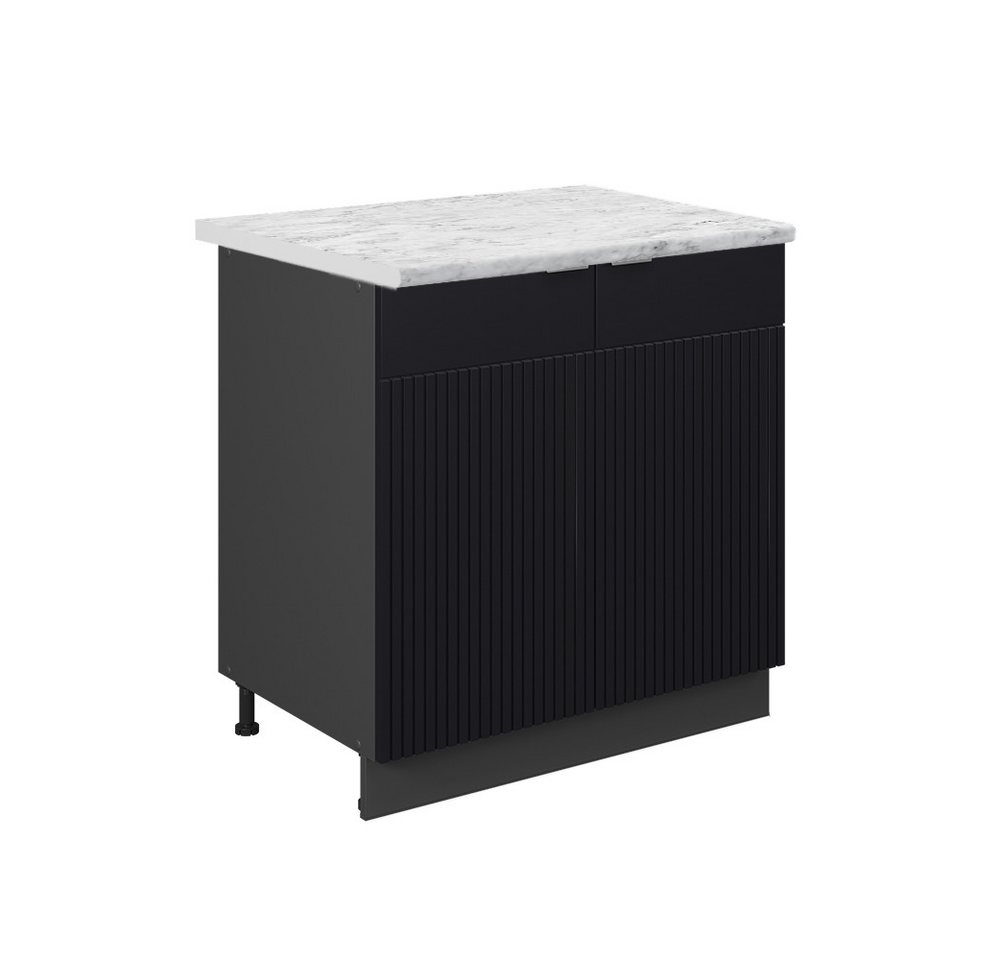 Vicco Spülenunterschrank Fame-Line, Schwarz gestreift/Anthrazit, 80 cm mit Regal, AP Marmor Vicco Spülenunterschrank Fame-Line, Schwarz gestreift/Anthrazit, 80 cm mit Regal, AP Marmor von Vicco