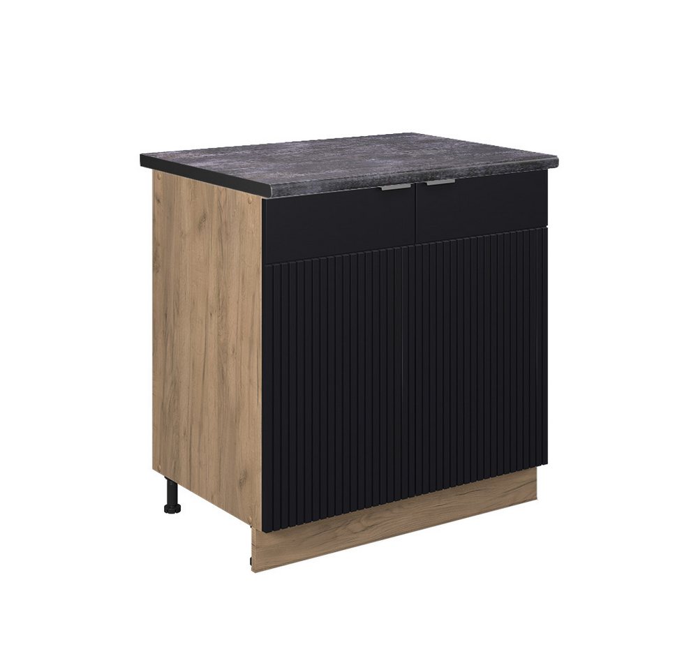 Vicco Spülenunterschrank Fame-Line, Schwarz gestreift/Goldkraft Eiche, 80 cm mit Regal, AP A... Vicco Spülenunterschrank Fame-Line, Schwarz gestreift/Goldkraft Eiche, 80 cm mit Regal, AP A... von Vicco