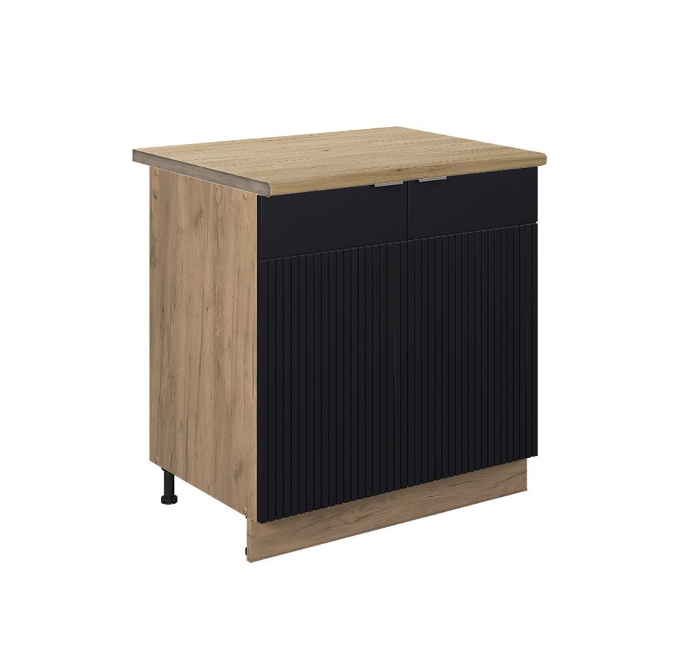 Vicco Spülenunterschrank Fame-Line, Schwarz gestreift/Goldkraft Eiche, 80 cm mit Regal, AP E... Vicco Spülenunterschrank Fame-Line, Schwarz gestreift/Goldkraft Eiche, 80 cm mit Regal, AP E... von Vicco