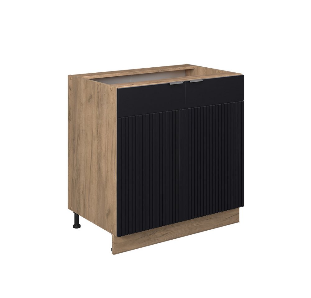 Vicco Spülenunterschrank Fame-Line, Schwarz gestreift/Goldkraft Eiche, 80 cm mit Regal, ohne... Vicco Spülenunterschrank Fame-Line, Schwarz gestreift/Goldkraft Eiche, 80 cm mit Regal, ohne... von Vicco