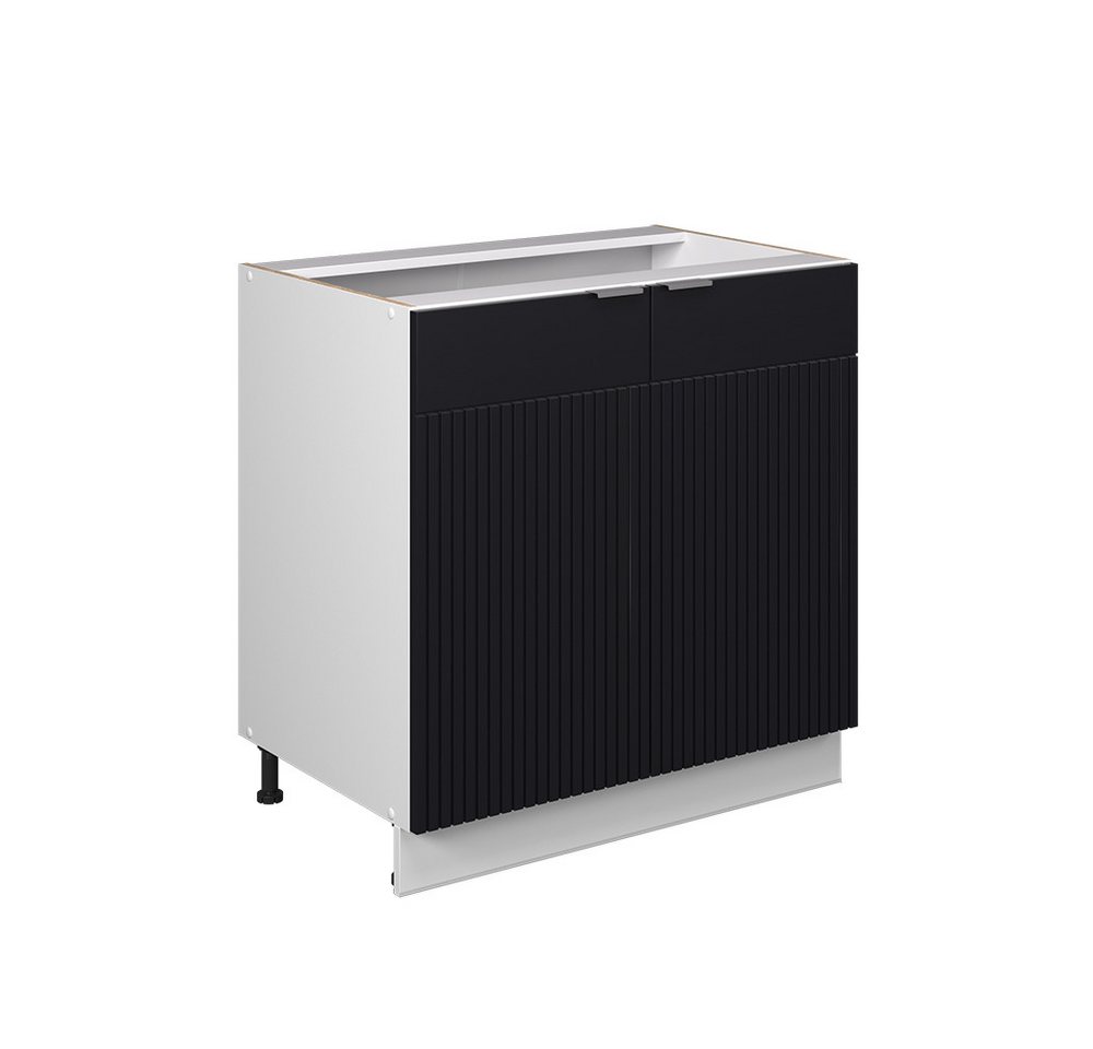 Vicco Spülenunterschrank Fame-Line, Schwarz gestreift/Weiß, 80 cm mit Regal, ohne Arbeitspl... Vicco Spülenunterschrank Fame-Line, Schwarz gestreift/Weiß, 80 cm mit Regal, ohne Arbeitspl... von Vicco