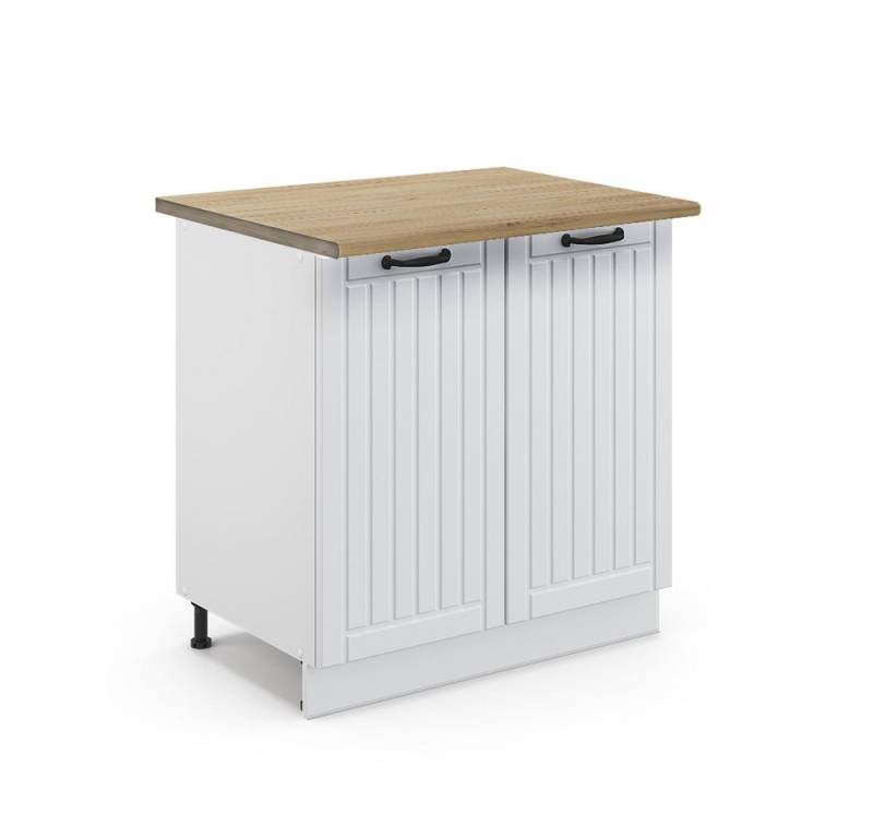 Vicco Unterschrank Fame-Line, Weiß Landhaus/Weiß, 80 cm mit Regal, AP Eiche von Vicco