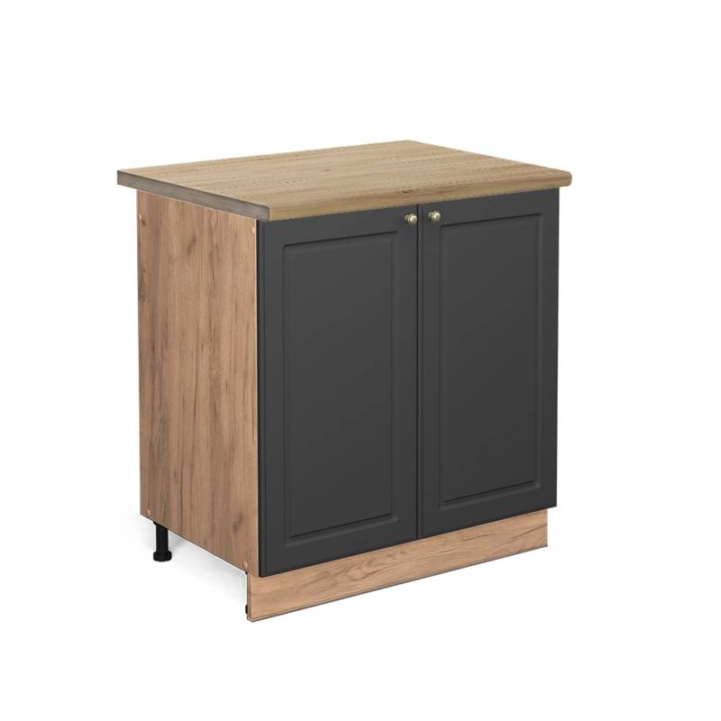 Vicco Spülenunterschrank Fame-Line Anthrazit-Gold/Goldkraft Eiche 80 cm AP Eiche von Vicco