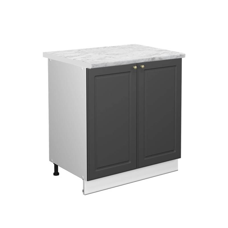 Vicco Spülenunterschrank Fame-Line Anthrazit Hochglanz/Weiß 80 cm mit Regal AP Marmor von Vicco