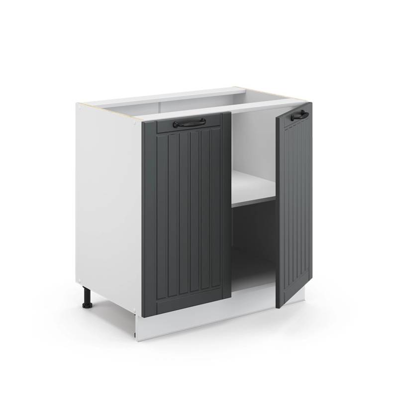 Vicco Spülenunterschrank Fame-Line Anthrazit Landhaus/Weiß 80 cm mit Regal AP Eiche von Vicco