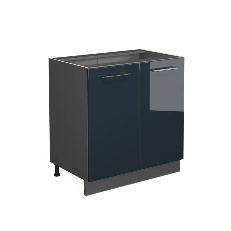 Vicco Spülenunterschrank Fame-Line Dunkelblau Hochglanz 80 cm mit Regal ohne Arbeitsplatte von Vicco