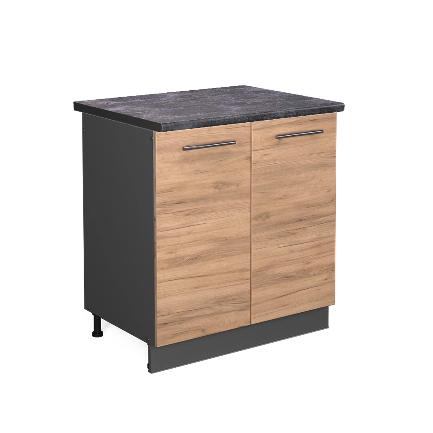 Vicco Spülenunterschrank Fame-Line Goldkraft Eiche/Anthrazit 80 cm AP Anthrazit von Vicco