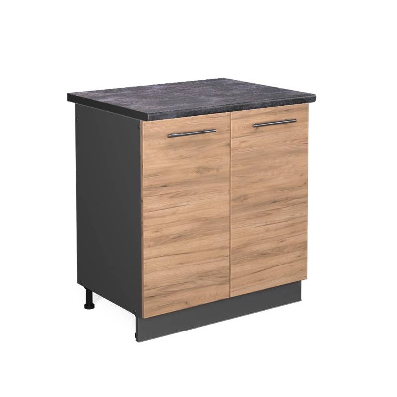 Vicco Spülenunterschrank Fame-Line Goldkraft Eiche/Anthrazit 80 cm AP Anthrazit von Vicco