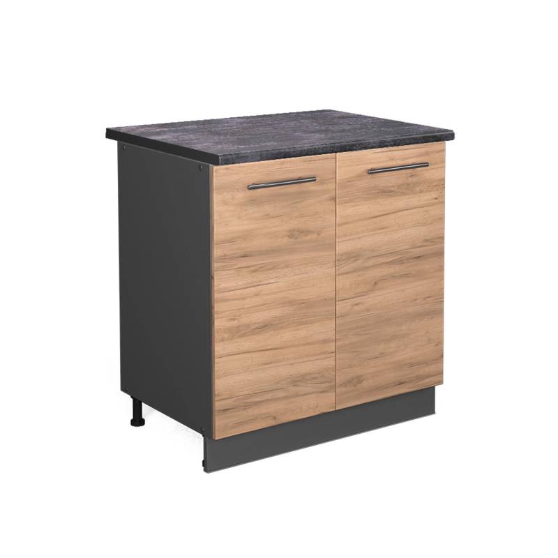 Vicco Spülenunterschrank Fame-Line Goldkraft Eiche/Anthrazit 80 cm mit Regal AP Anthrazit von Vicco