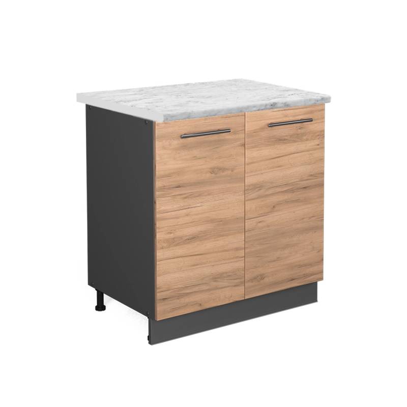 Vicco Spülenunterschrank Fame-Line Goldkraft Eiche/Anthrazit 80 cm mit Regal AP Marmor von Vicco