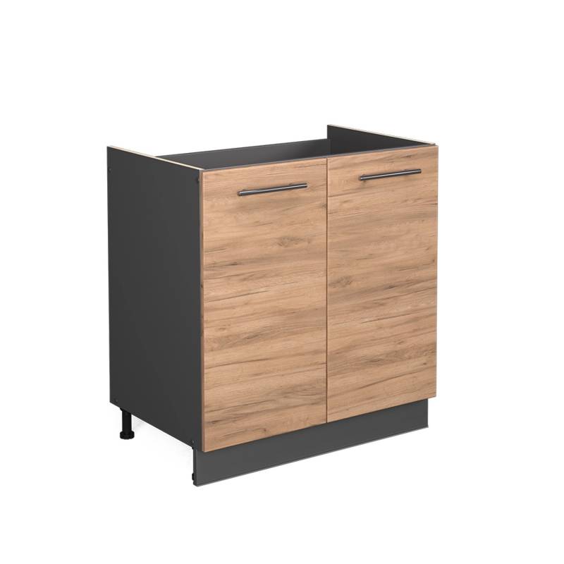 Vicco Spülenunterschrank Fame-Line Goldkraft Eiche/Anthrazit 80 cm ohne Arbeitsplatte von Vicco