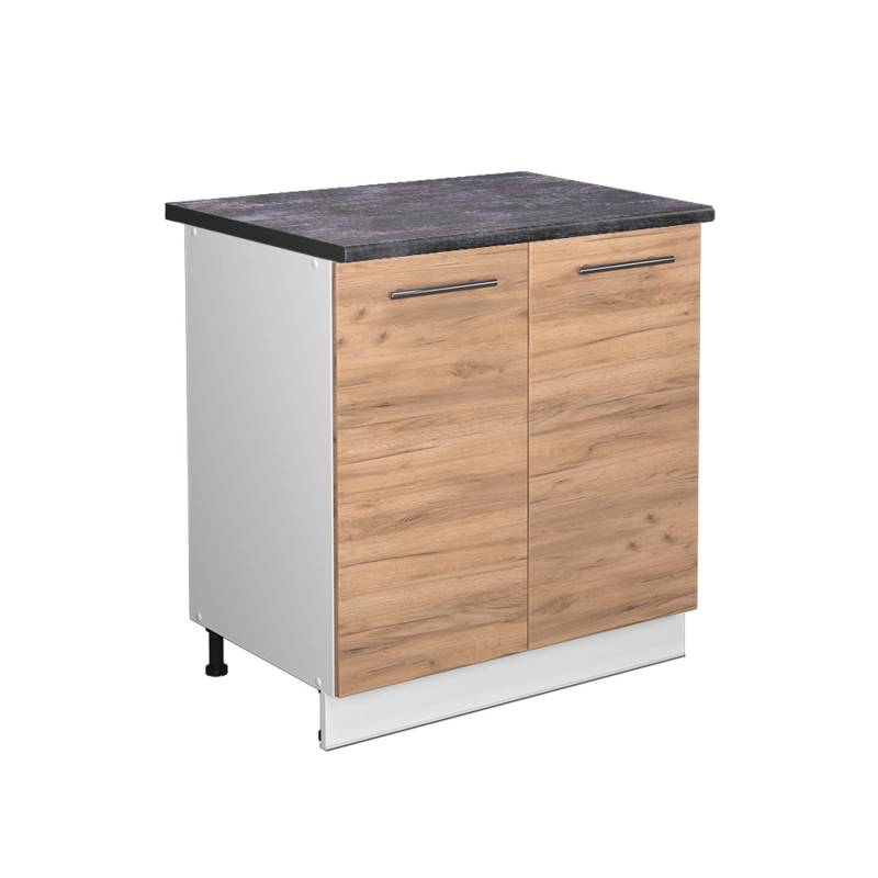 Vicco Spülenunterschrank Fame-Line Goldkraft Eiche/Weiß 80 cm mit Regal AP Anthrazit von Vicco