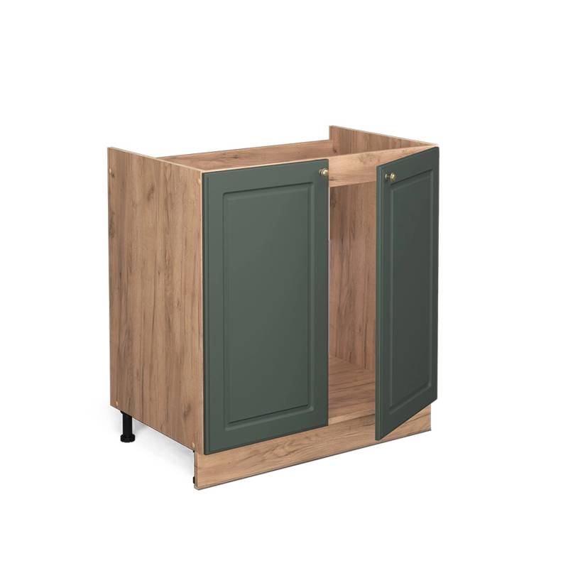Vicco Spülenunterschrank Fame-Line Grün-Gold Landhaus/Goldkraft Eiche 80 cm AP Marmor von Vicco