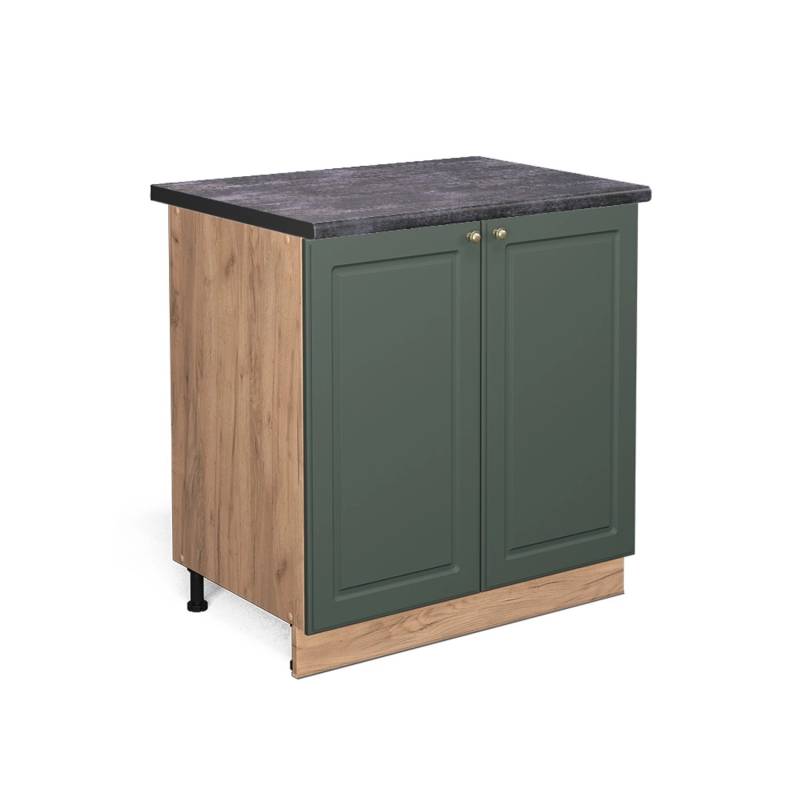 Vicco Spülenunterschrank Fame-Line Grün-Gold Landhaus/Goldkraft Eiche 80 cm mit Regal AP Anthrazit von Vicco
