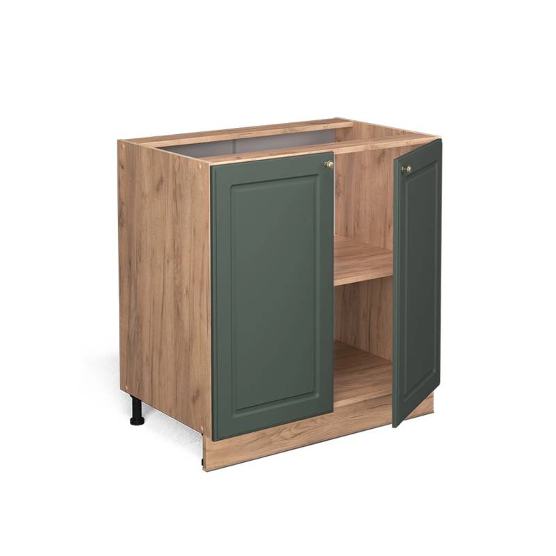 Vicco Spülenunterschrank Fame-Line Grün-Gold Landhaus/Goldkraft Eiche 80 cm mit Regal AP Marmor von Vicco