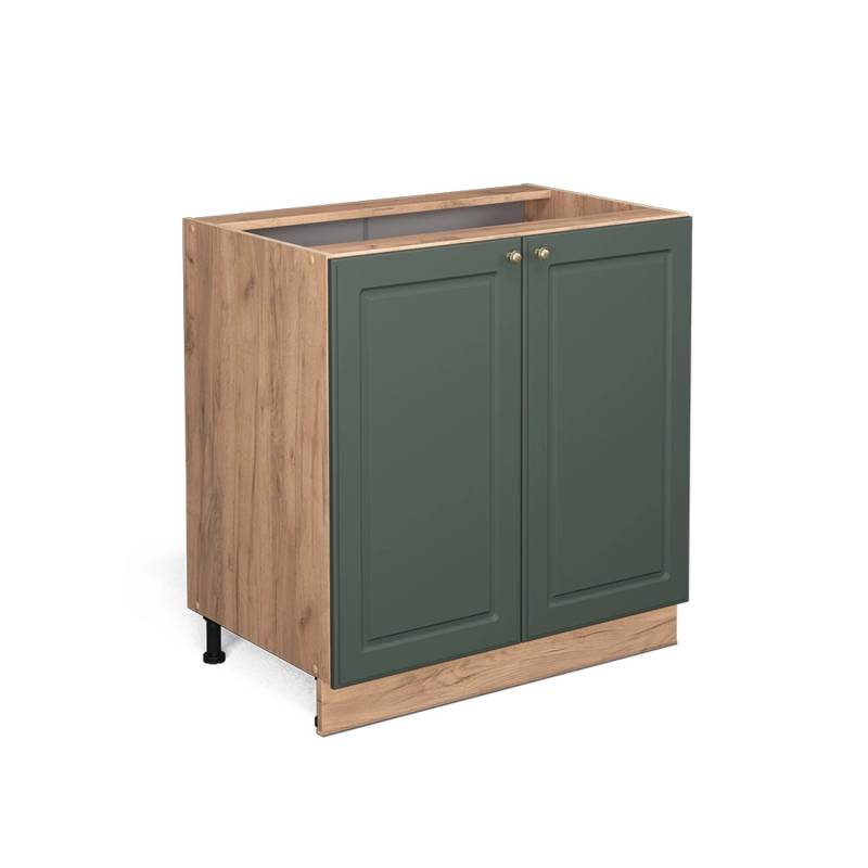 Vicco Spülenunterschrank Fame-Line Grün-Gold Landhaus/Goldkraft Eiche 80 cm mit Regal ohne Arbeitsplatte von Vicco
