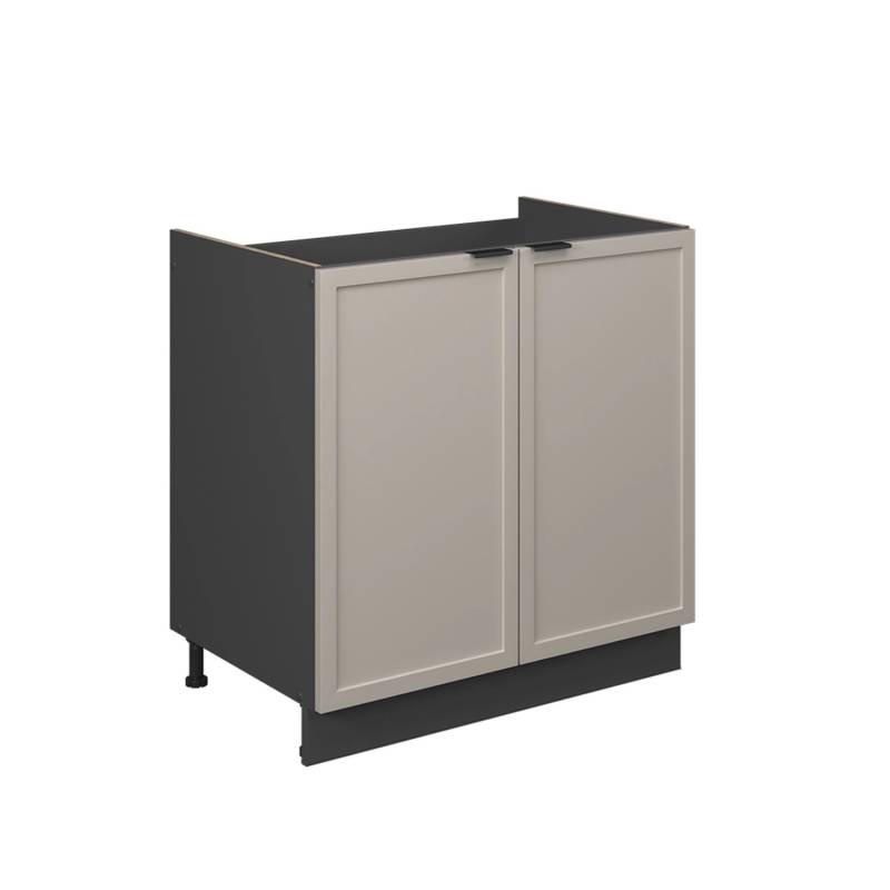 Vicco Spülenunterschrank Fame-Line Küchenunterschrank für die Spüle GrauBeige 80 cm AP Marmor mit Anthrazit Korpus von Vicco