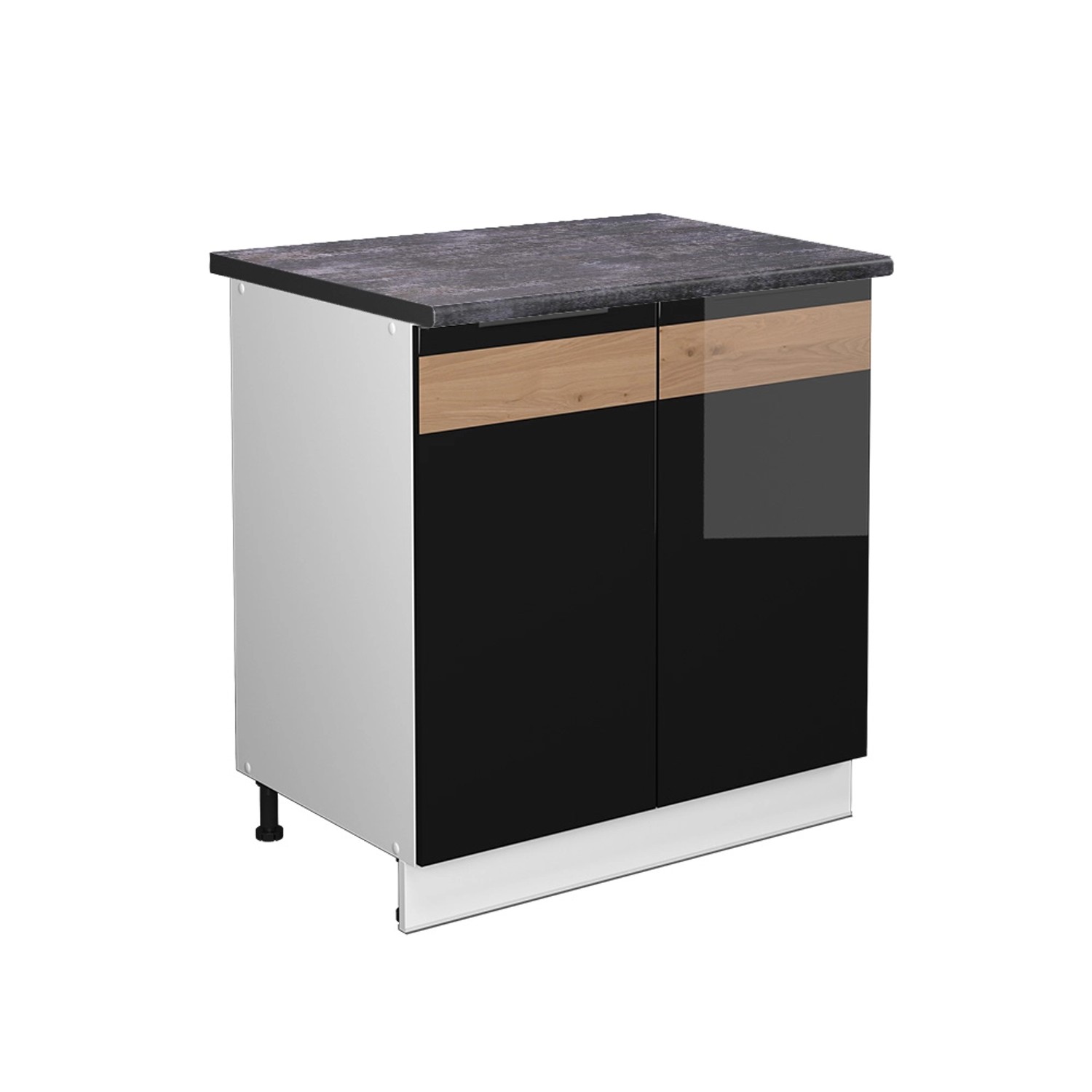 Vicco Spülenunterschrank Fame-Line Schwarz Eiche hochglanz/Weiß 80 cm mit Regal AP Anthrazit Vicco Spülenunterschrank Fame-Line Schwarz Eiche hochglanz/Weiß 80 cm mit Regal AP Anthrazit von Vicco