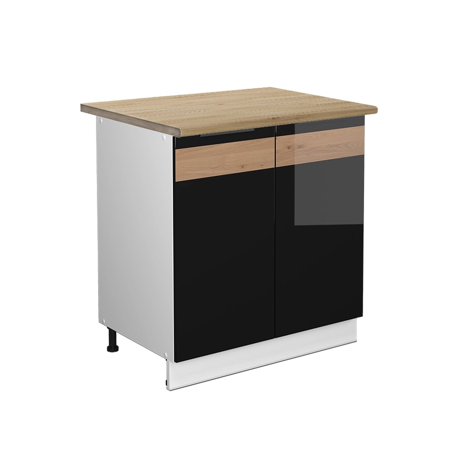 Vicco Spülenunterschrank Fame-Line Schwarz Eiche hochglanz/Weiß 80 cm mit Regal AP Eiche Vicco Spülenunterschrank Fame-Line Schwarz Eiche hochglanz/Weiß 80 cm mit Regal AP Eiche von Vicco