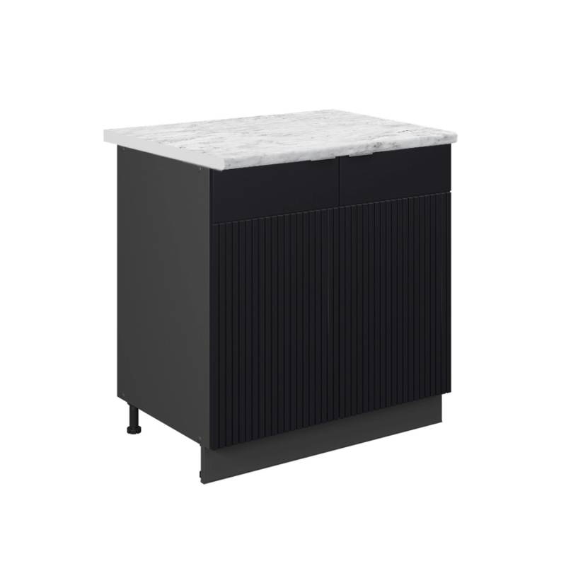 Vicco Spülenunterschrank Fame-Line Schwarz Gestreift 80 cm mit Regal AP Marmor mit Anthrazit Korpus Vicco Spülenunterschrank Fame-Line Schwarz Gestreift 80 cm mit Regal AP Marmor mit Anthrazit Korpus von Vicco