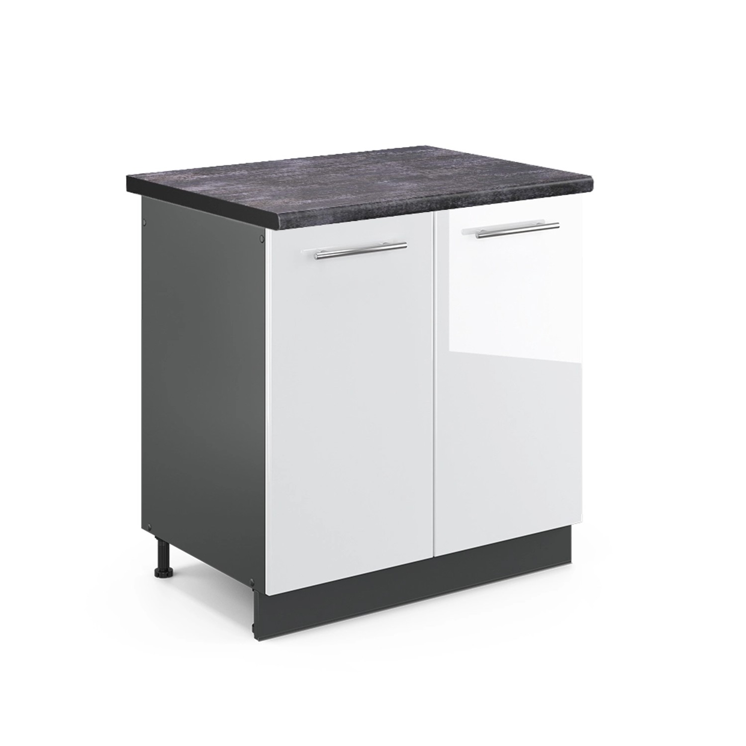 Vicco Spülenunterschrank Fame-Line Weiß Hochglanz/Anthrazit 80 cm AP Anthrazit von Vicco