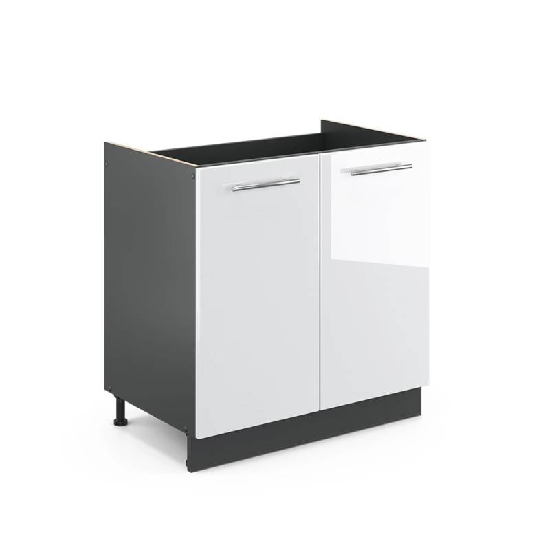 Vicco Spülenunterschrank Fame-Line Weiß Hochglanz/Anthrazit 80 cm ohne Arbeitsplatte von Vicco