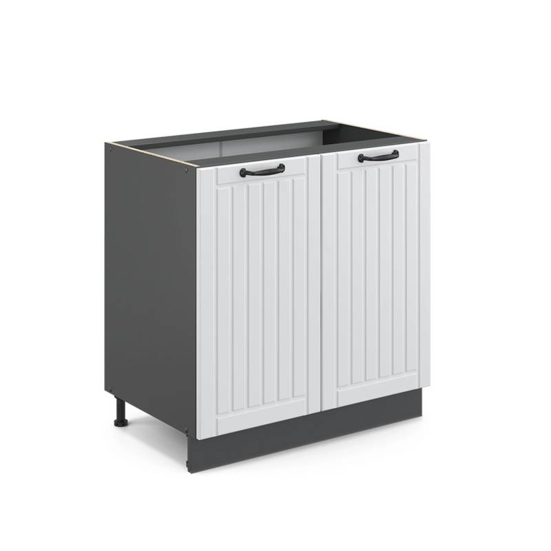 Vicco Spülenunterschrank Fame-Line Weiß Landhaus/Anthrazit 80 cm mit Regal ohne Arbeitsplatte von Vicco