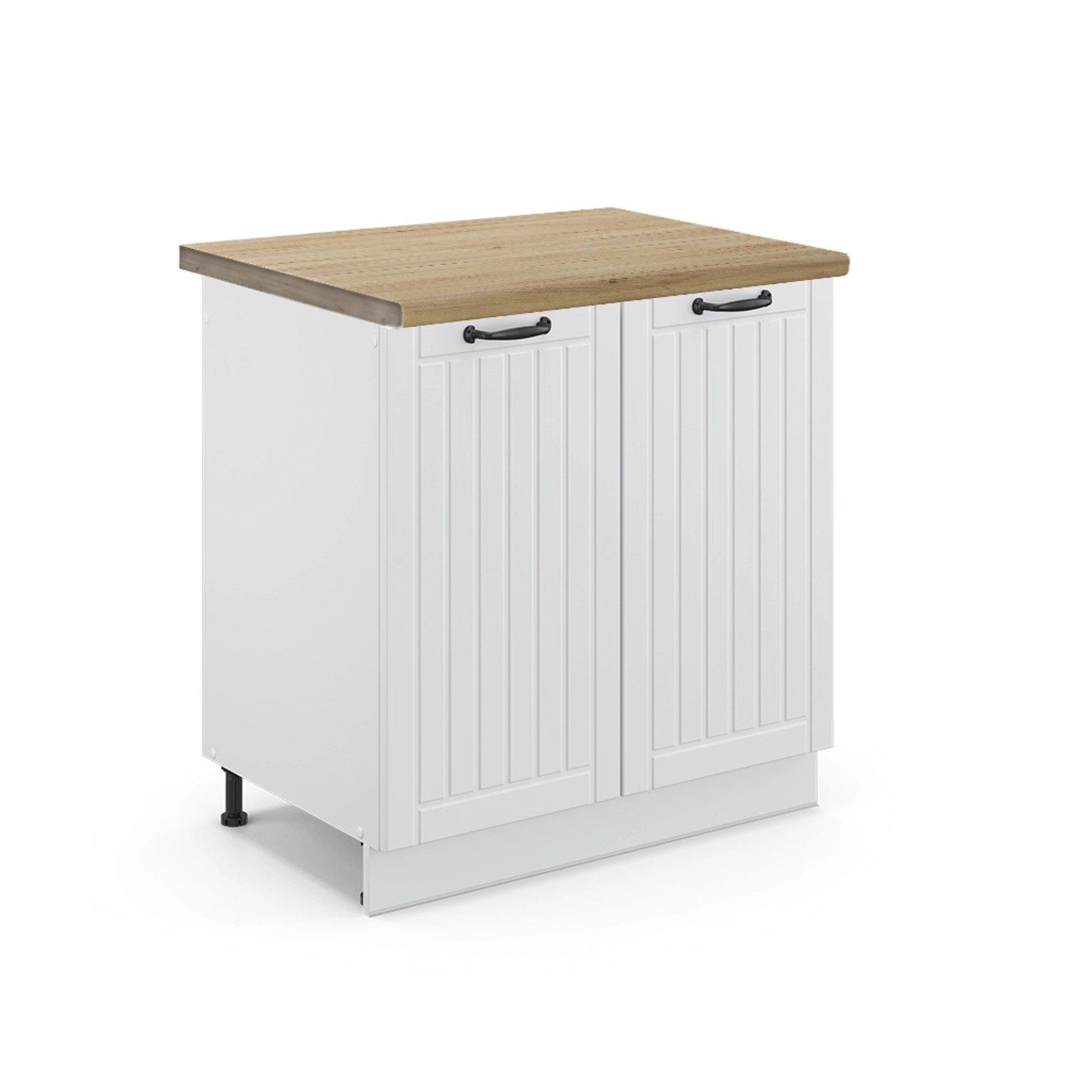 Vicco Spülenunterschrank Fame-Line Weiß Landhaus/Weiß 80 cm AP Eiche von Vicco