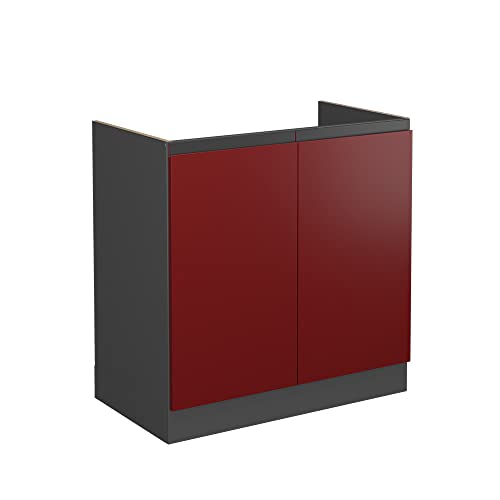 Vicco Spülenunterschrank R-Line, Rot/Anthrazit, 80 cm J-Shape, ohne Arbeitsplatte von Vicco