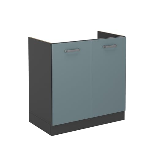 Vicco Spülenunterschrank R-Line, Blau-Grau/Anthrazit, 80 cm ohne Arbeitsplatte von Vicco