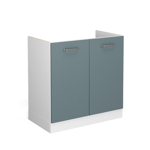 Vicco Spülenunterschrank R-Line, Blau-Grau/Weiß, 80 cm ohne Arbeitsplatte von Vicco