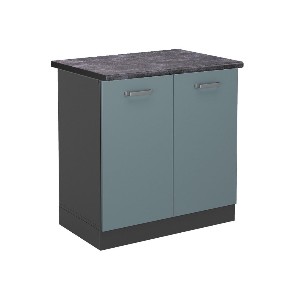 Vicco Spülenunterschrank R-Line, Blau-Grau/Anthrazit, 80 cm, AP Anthrazit von Vicco