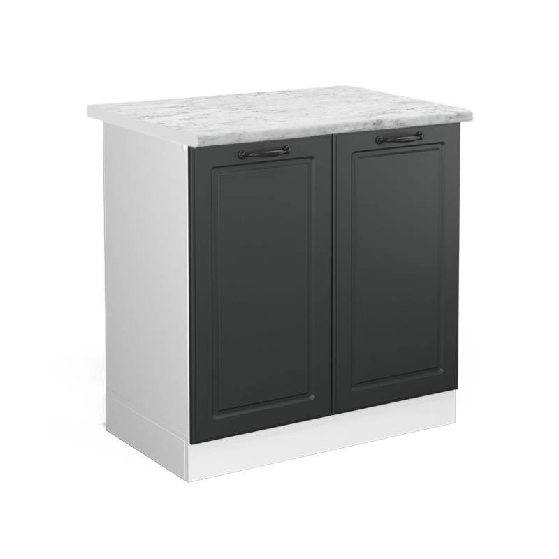 Vicco Spülenunterschrank R-Line Anthrazit Landhaus/Weiß 80 cm AP Marmor von Vicco