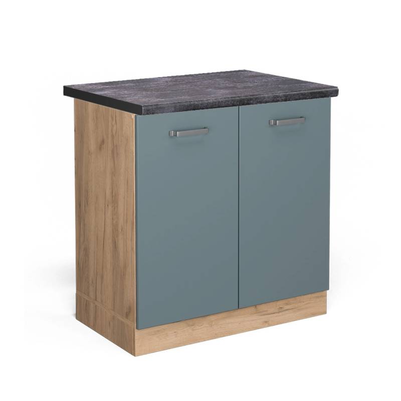 Vicco Spülenunterschrank R-Line Blau-Grau/Goldkraft Eiche 80 cm AP Anthrazit von Vicco