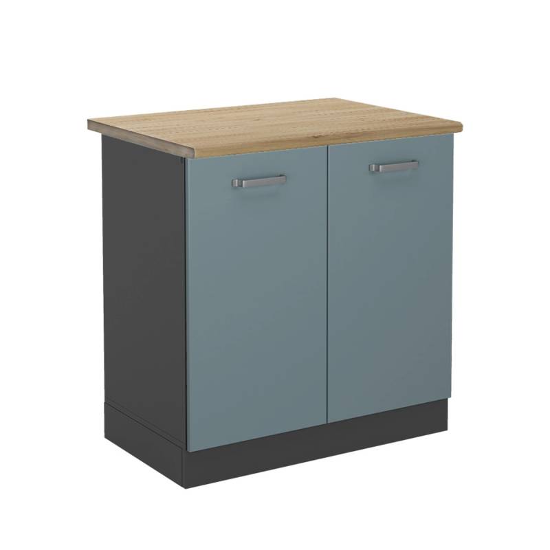 Vicco Spülenunterschrank R-Line Küchenunterschrank für die Spüle Blau-Grau/Anthrazit 80 cm AP Eiche von Vicco