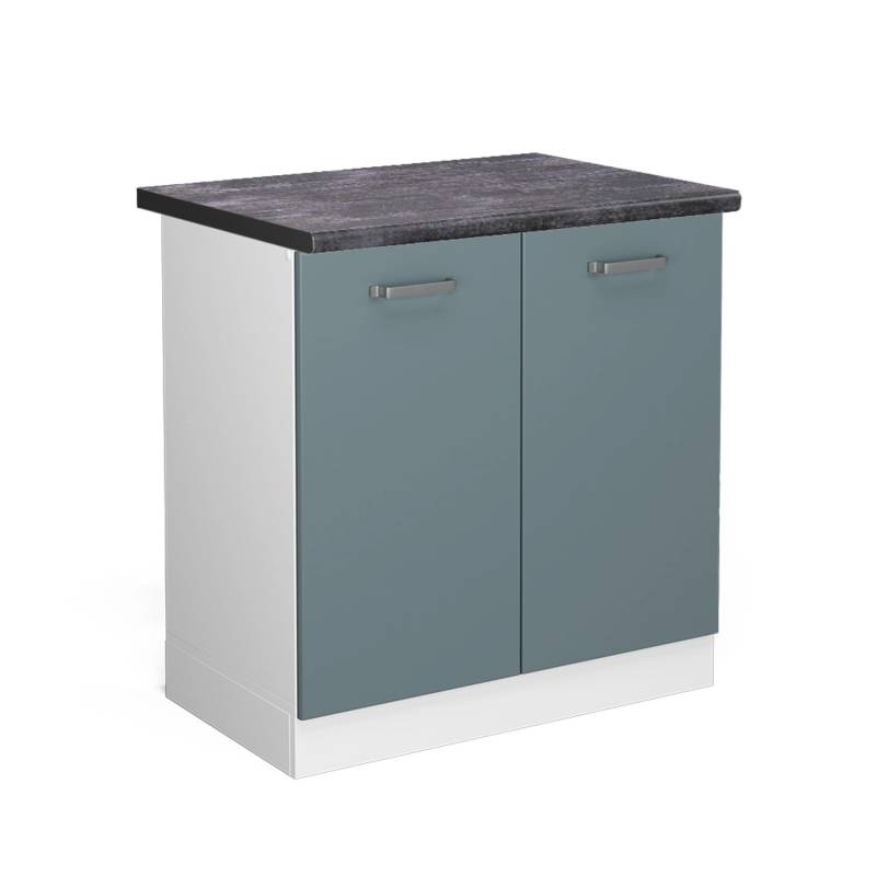 Vicco Spülenunterschrank R-Line Küchenunterschrank für die Spüle Blau-Grau/Weiß 80 cm AP Anthrazit von Vicco
