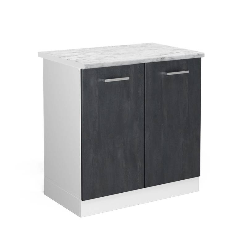 Vicco Spülenunterschrank R-Line Küchenunterschrank für die Spüle Schwarz Beton/Weiß 80 cm AP Marmor von Vicco