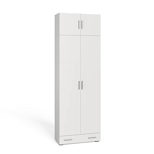 Vicco Aktenschrank Ingo, Weiß, 80 x 240 cm mit Schrankaufsatz und Schublade von Vicco